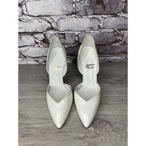 Allure Ivory Leather Bridal VTG Pointed Toe Heels Women Sz 7.5M US/38EU 28881